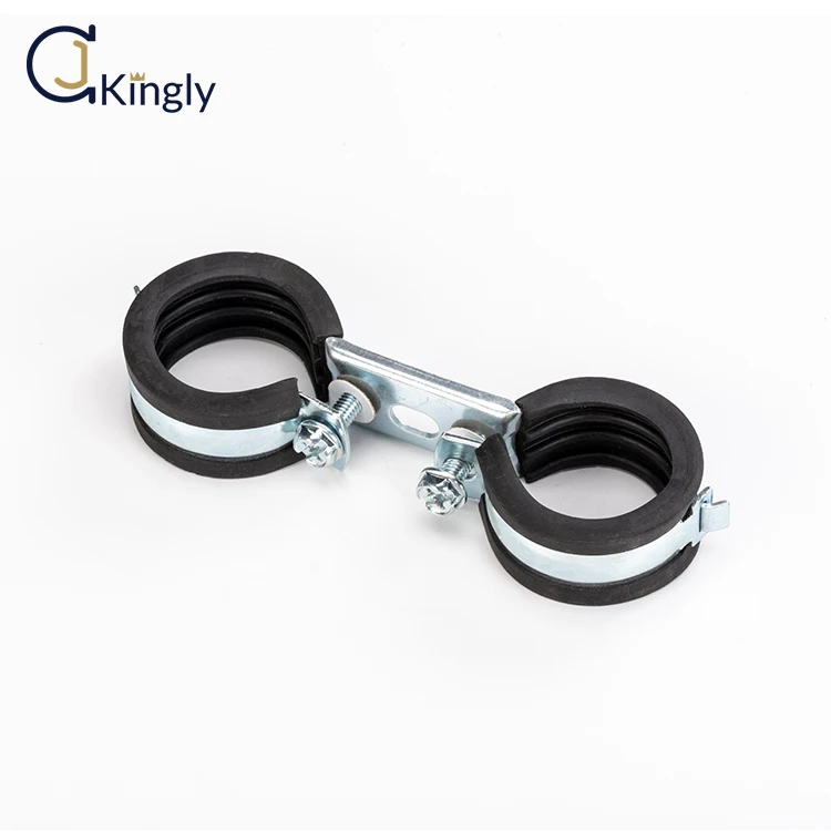 High quality sound insulated parallel double rubber pipe clamps for two pipes