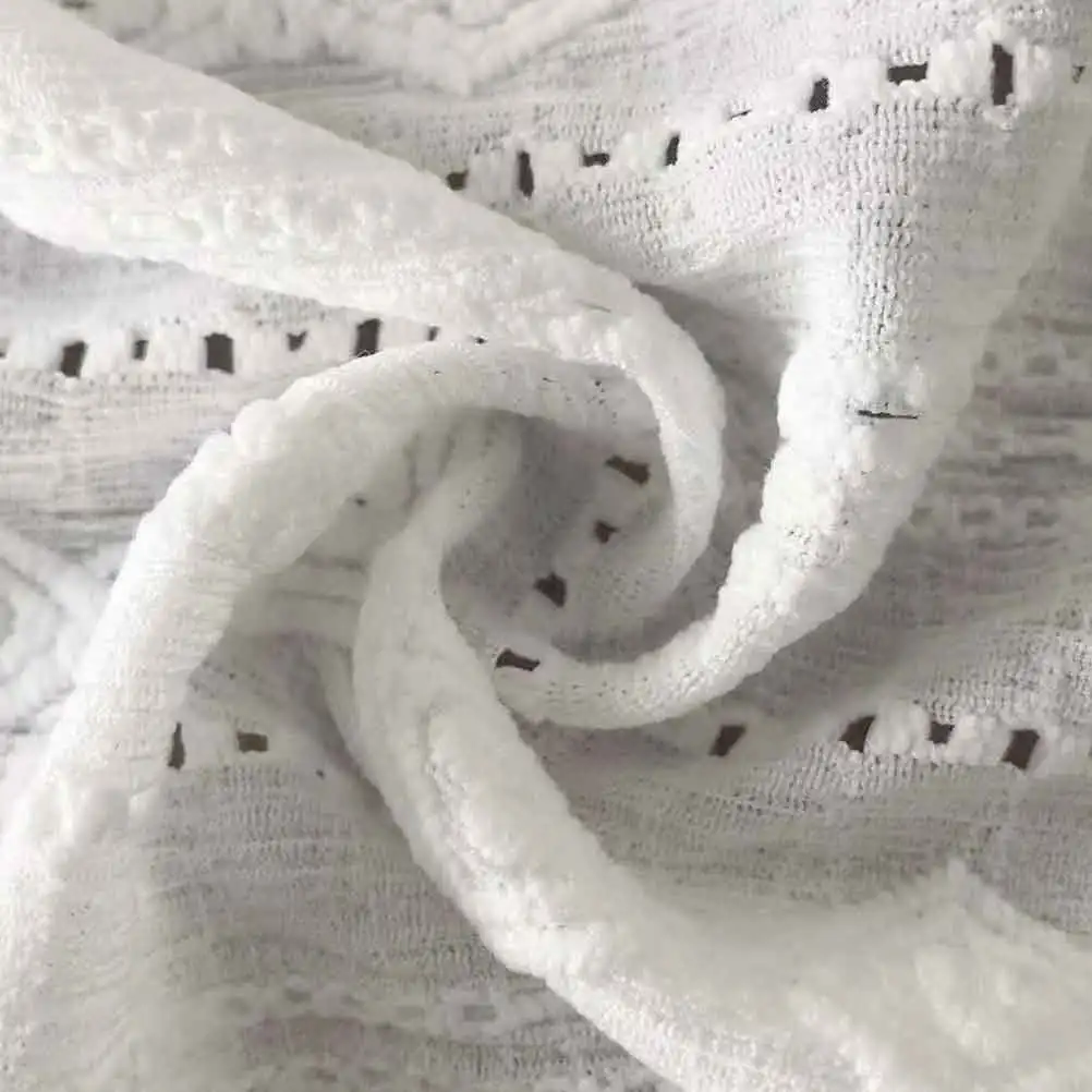 Fashion Style White Recycled 95% Poly 5% Spandex Jacquard Elastic Warp Knit Mesh Lace Fabric For Dress