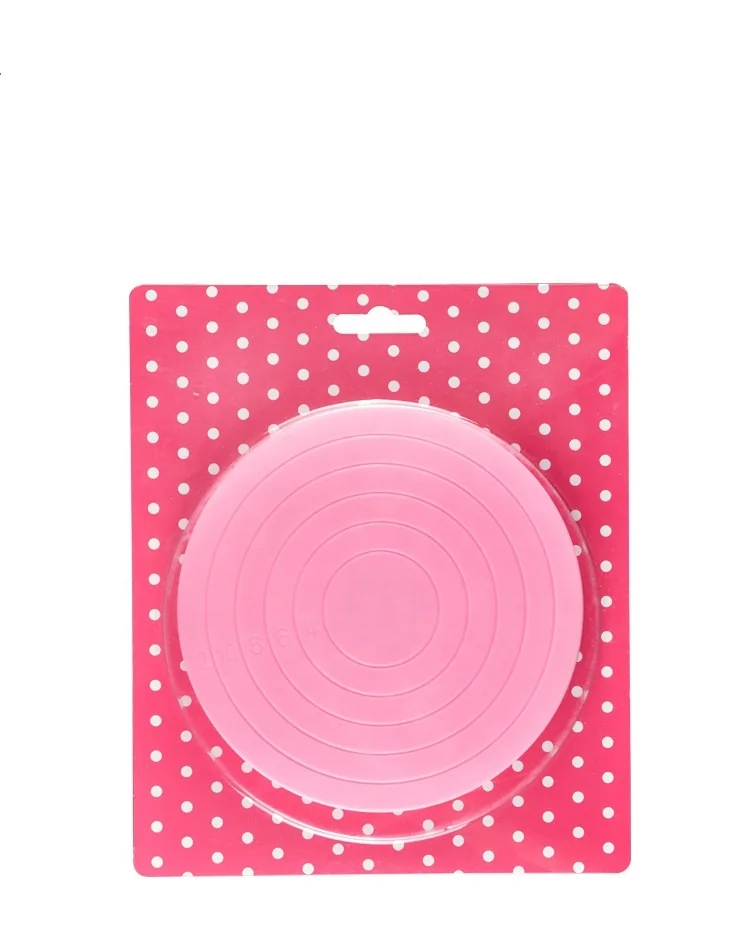 Pink Cookie Decorating Turn Table - Mini Spinning Cake Decorating Stand 360 Degree Revolving Suger Cookie Stand