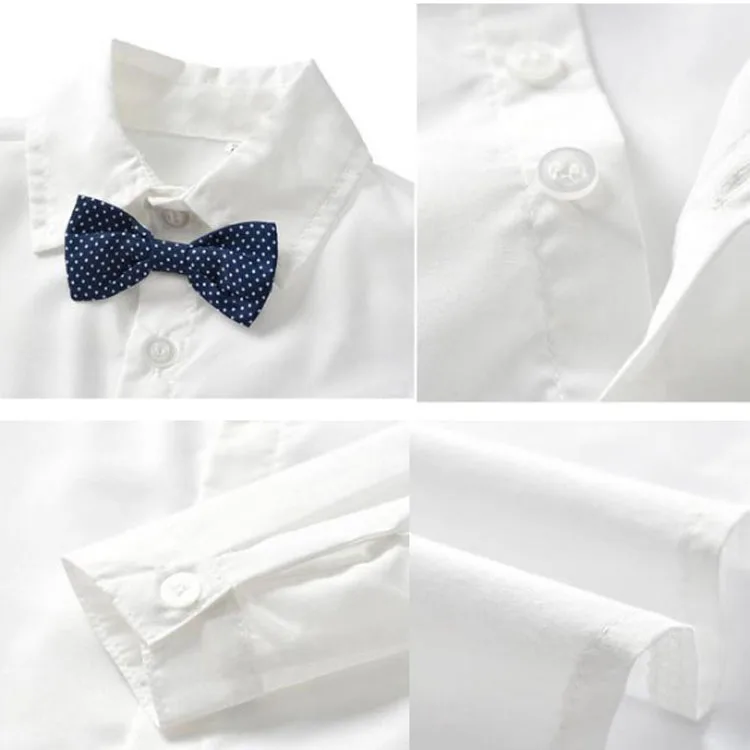 Новинка весенне-Осенняя детская одежда костюм для мальчиков из трех предметов джентльменские и синие полосы + галстук-бабочка комплекты детской одежды для мальчиков