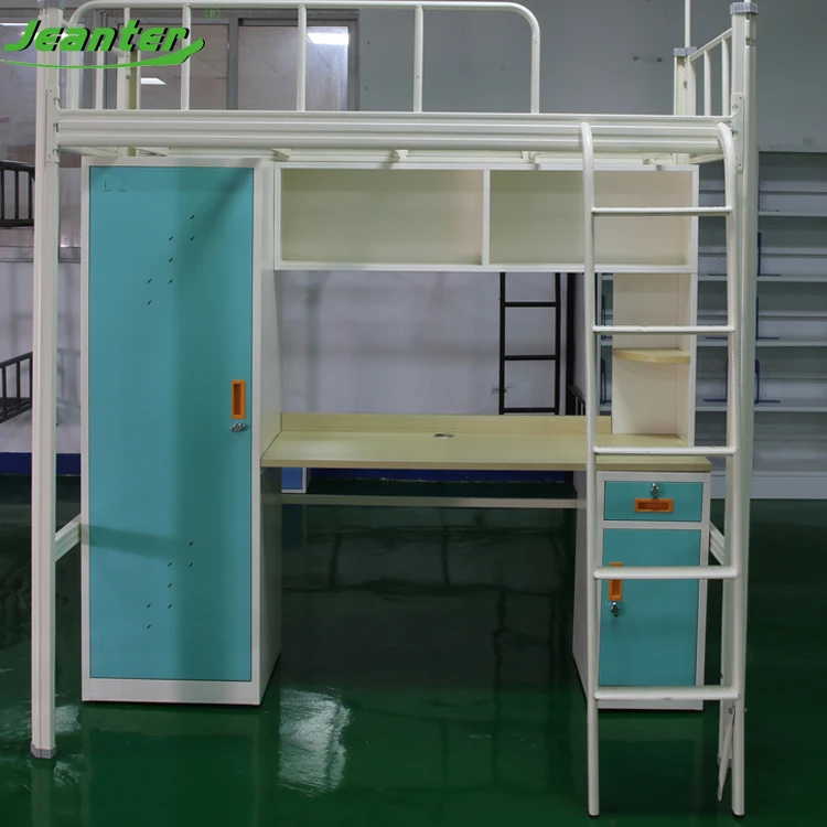 Guangzhou Manufacturer Metal Bunk Bed Storage Loft Bunk Bed With Desk