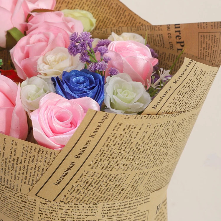 New arrival Gift wrapping paper newspaper print flower wrapping paper