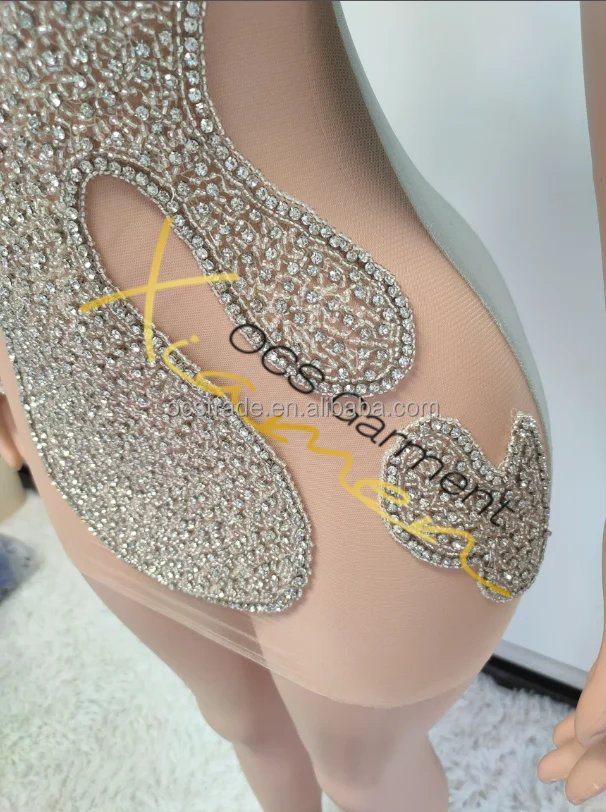 Ocstrade Handmade Custom Color Rose Gold Dresses For 21St Birthday Luxury Beaded Silver Crystal Short Evening Dresses Club Party