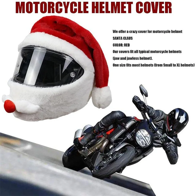 ZJFIT Cartoon Plush Helmet Cover Helmet Cover Luxury Santa Claus Motorcycle Helmet Cover