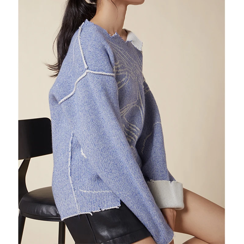 
Amzon Supplier Spring Woman Cashmere Sweater Girls Baggy Knit Pullover Crewneck Sweater For Mujer 