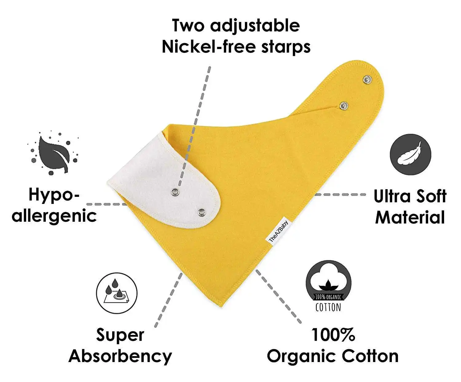 Ultra soft 100% organic cotton Dinosaur Bandana baby drool bib custom cotton baby bibs