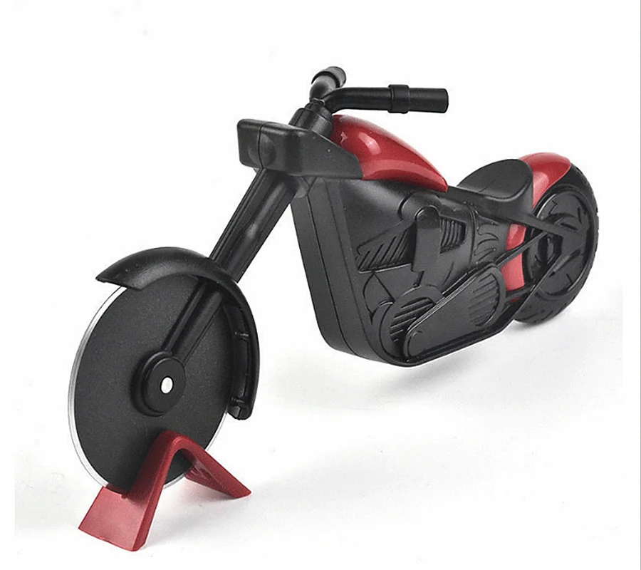 Motorcycle Shaped Stainless Steel Pizza Wheel Slicer Sharp Blade Pizza Cutter with Stand