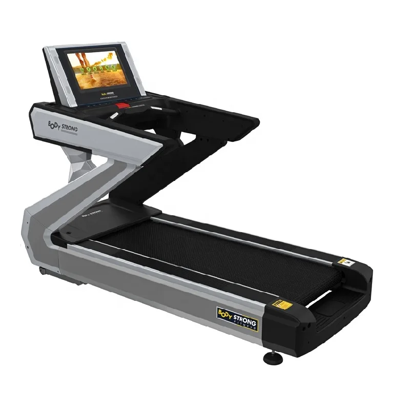 body strong electric foldable auto 0-18% semi commercial treadmill 150kg gym fitness equipment heavy dutyl
