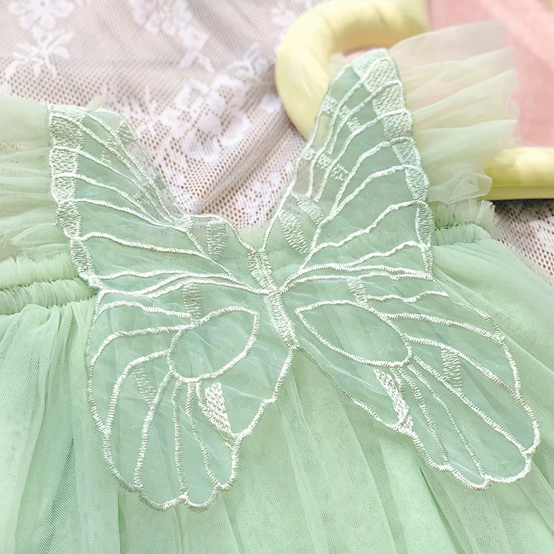 Baby Dresses for 1-5 Years Suspenders Kids Mesh Summer Dress with Butterfly Wings Little Girls Birthday Cute Princess Dress