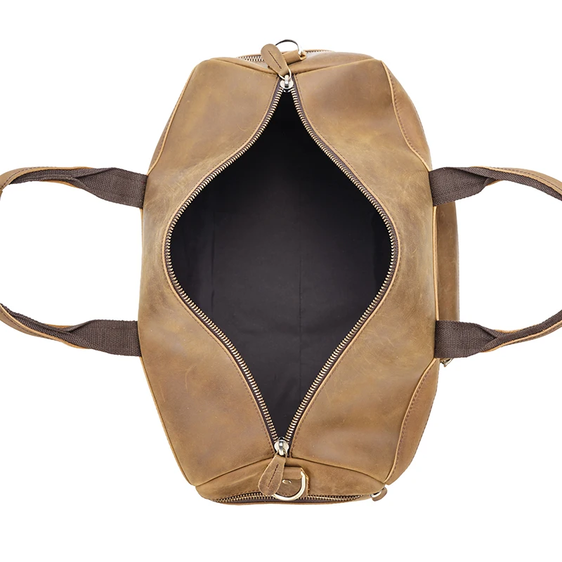 Tiding Brown 100% Genuine Leather Mens Weekender Duffle Bag Wholesale Brand Name Antique Men Leather Travel Bags