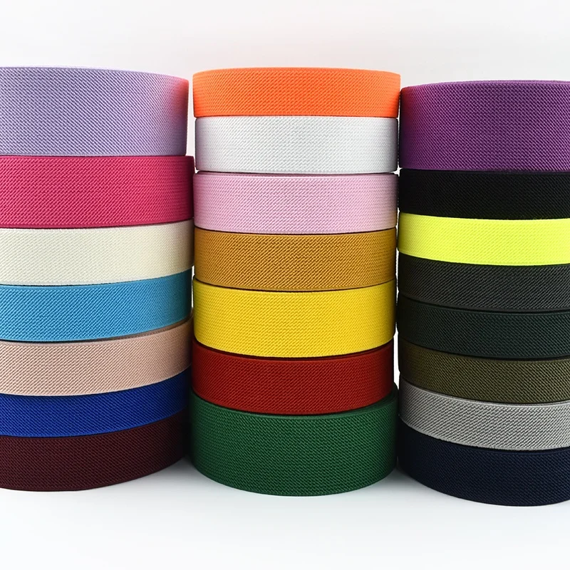 Meetee AP618 20/25/30/38mm Clothing Accessories Colorful Decorative Polyester Rubber Band Double Twill Backpack Elastic Webbing