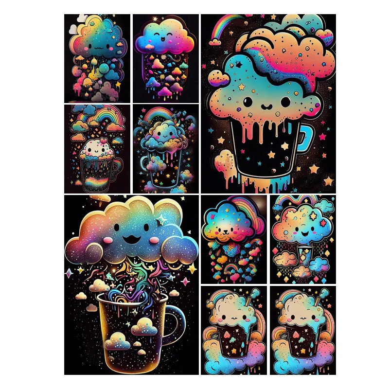 DIY Diamond Painting Kit 5D Cartoon Cloud Diamond Embroidery Painting Rainbow Full Diamond Mosaic Gift