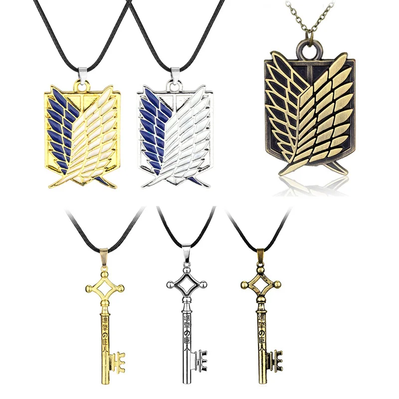 
Mgirlshe Anime Cartoon Pendant Alan kimetsu no yaiba Key Wings of Freedom Investigation Corps Souvenir Attack On Titan Necklace 