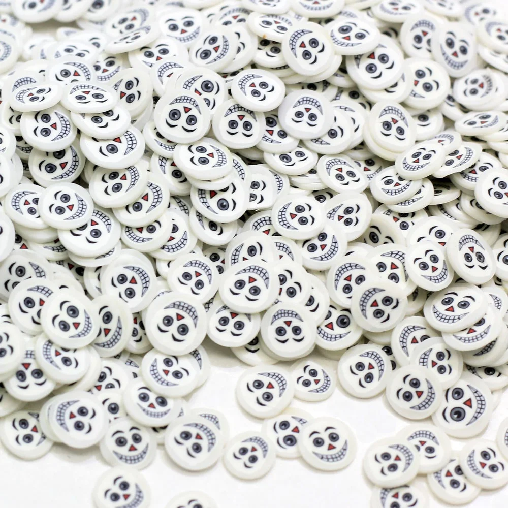 
New Arrival 5mm Halloween Ghost Bat Cobweb Black Cat Polymer Clay Sprinkles for Halloween Decoration 