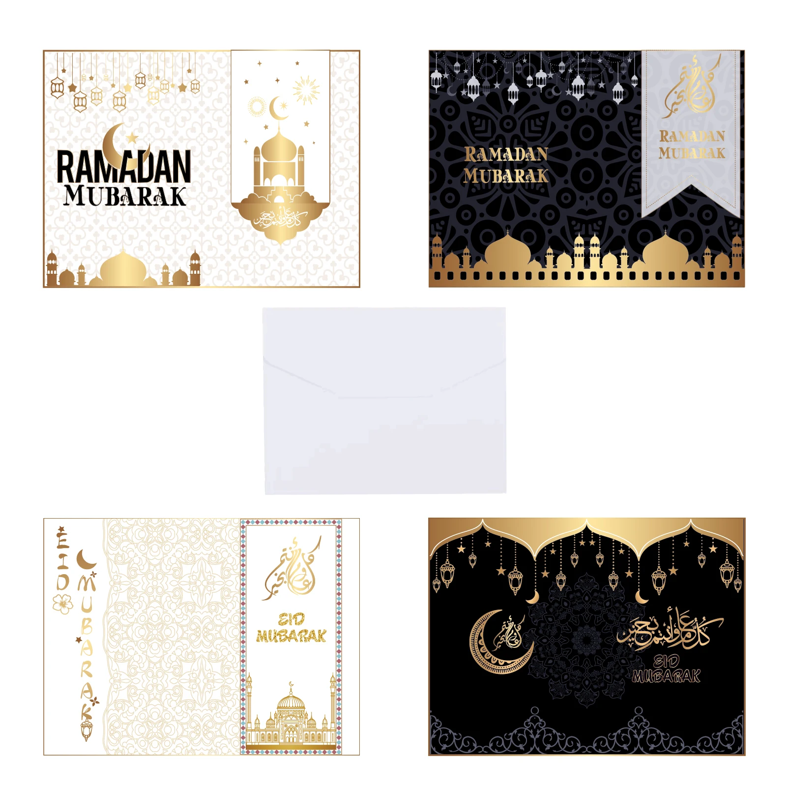 HK004 Eid Mubarak Muslim Ramadan Party Invitation Table Place Card Greeting Cards and Envelops