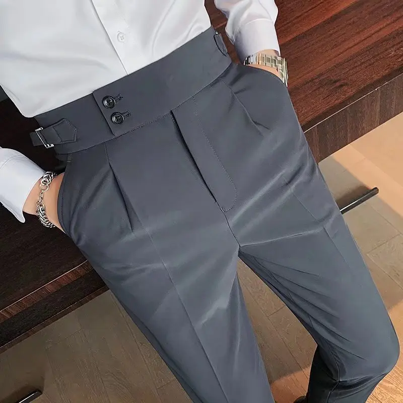 2024 NEW MSR MS185 Fashion Stretch Slim Fit Solid Color Business Suit Husband Elegant Social Golf Trousers Dress Pants For Mens