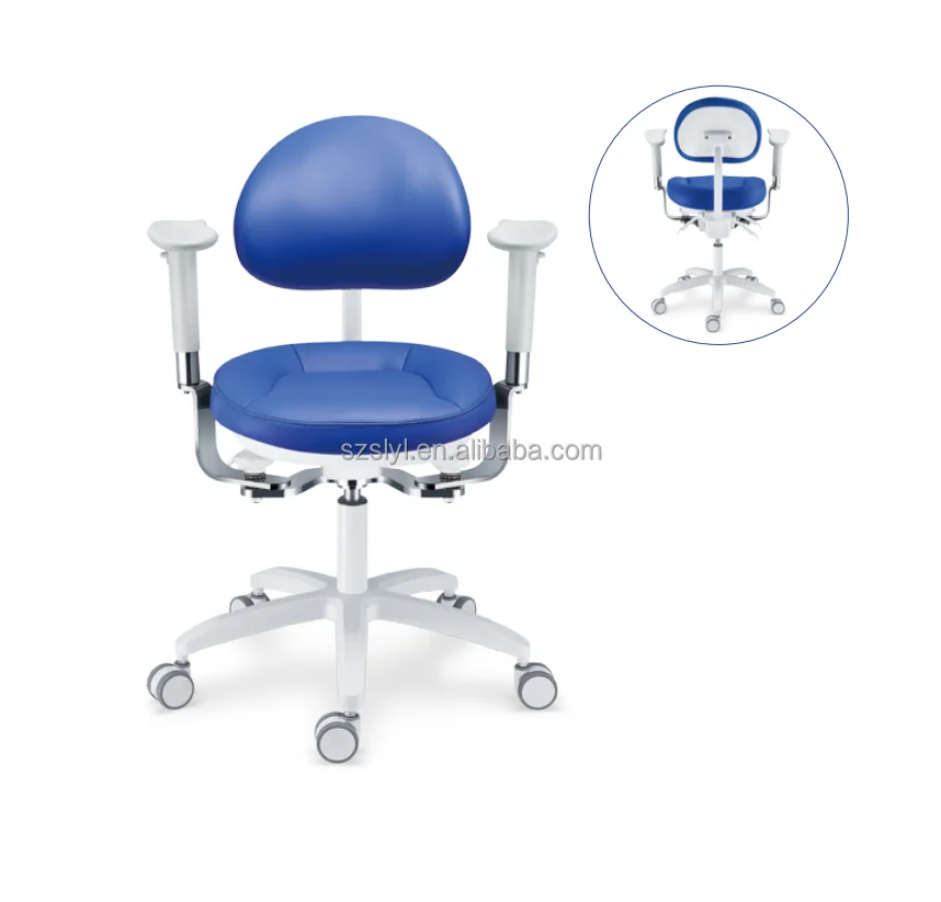 Ergonomic Dentist Chair Adjustable Dental Stool Deluxe Dental Chair With Armrest Dentist Stool with Backrest