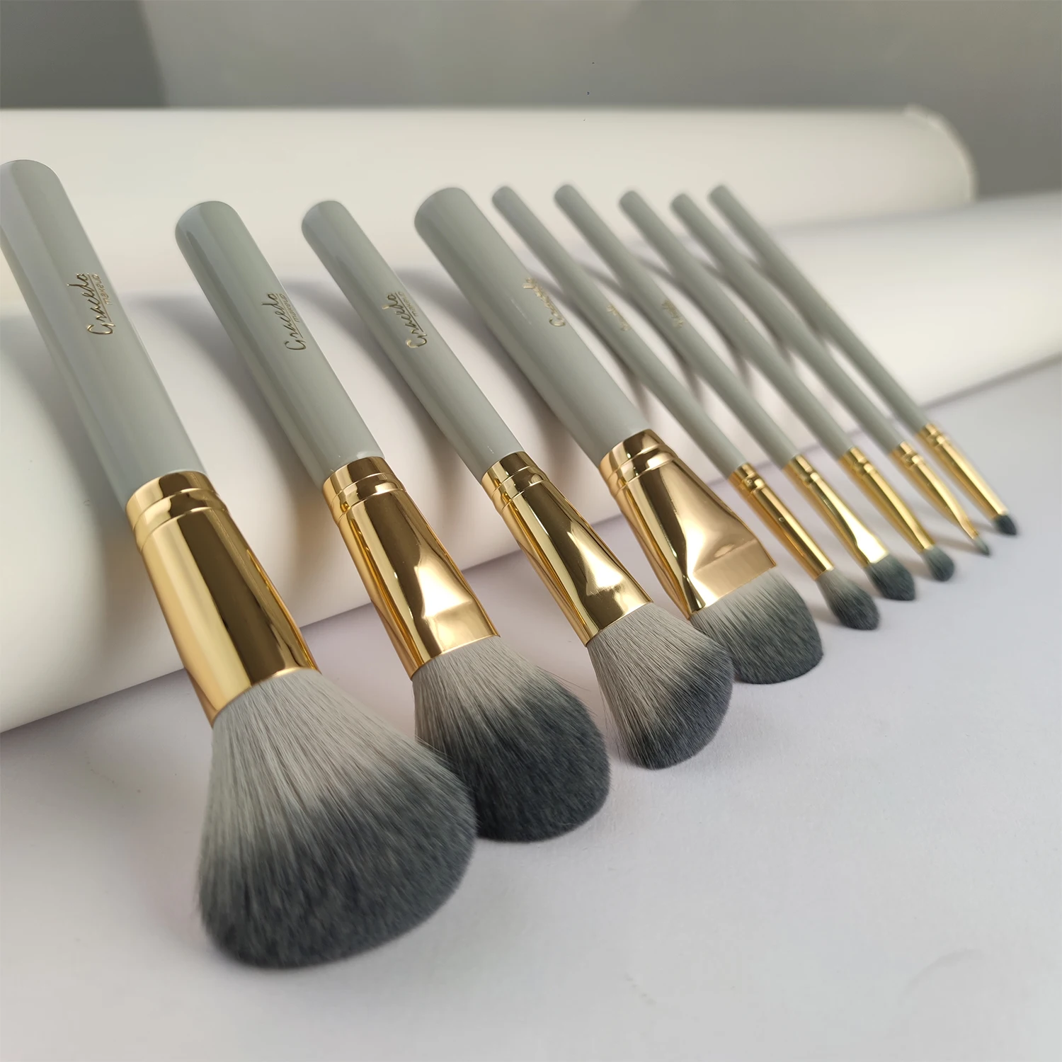 GRACEDO 9pcs grey new makeup brush set professional high quality makeup brush supplier soft full customize makeup brush set
