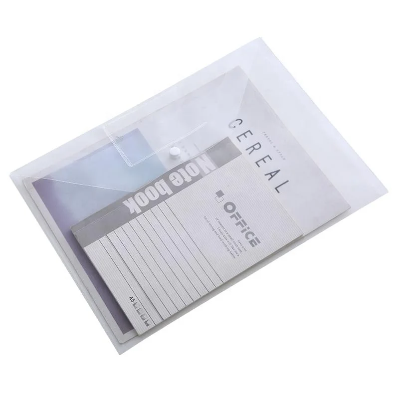 Поставка от производителя, оптовая продажа, прозрачная сумка для хранения файлов из полипропилена, папка для файлов с кнопками и деловым карманом