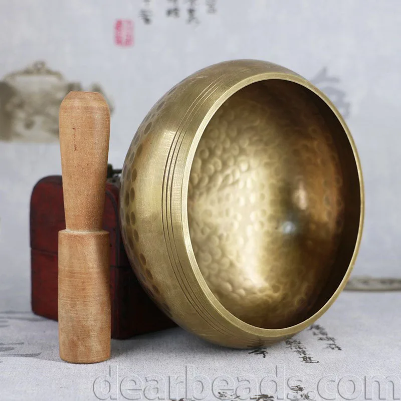 New Nepal Handmade Himalaya Gold Bowl Chakra Tibetan Singing Bowl and Hammered For Yoga Meditation
