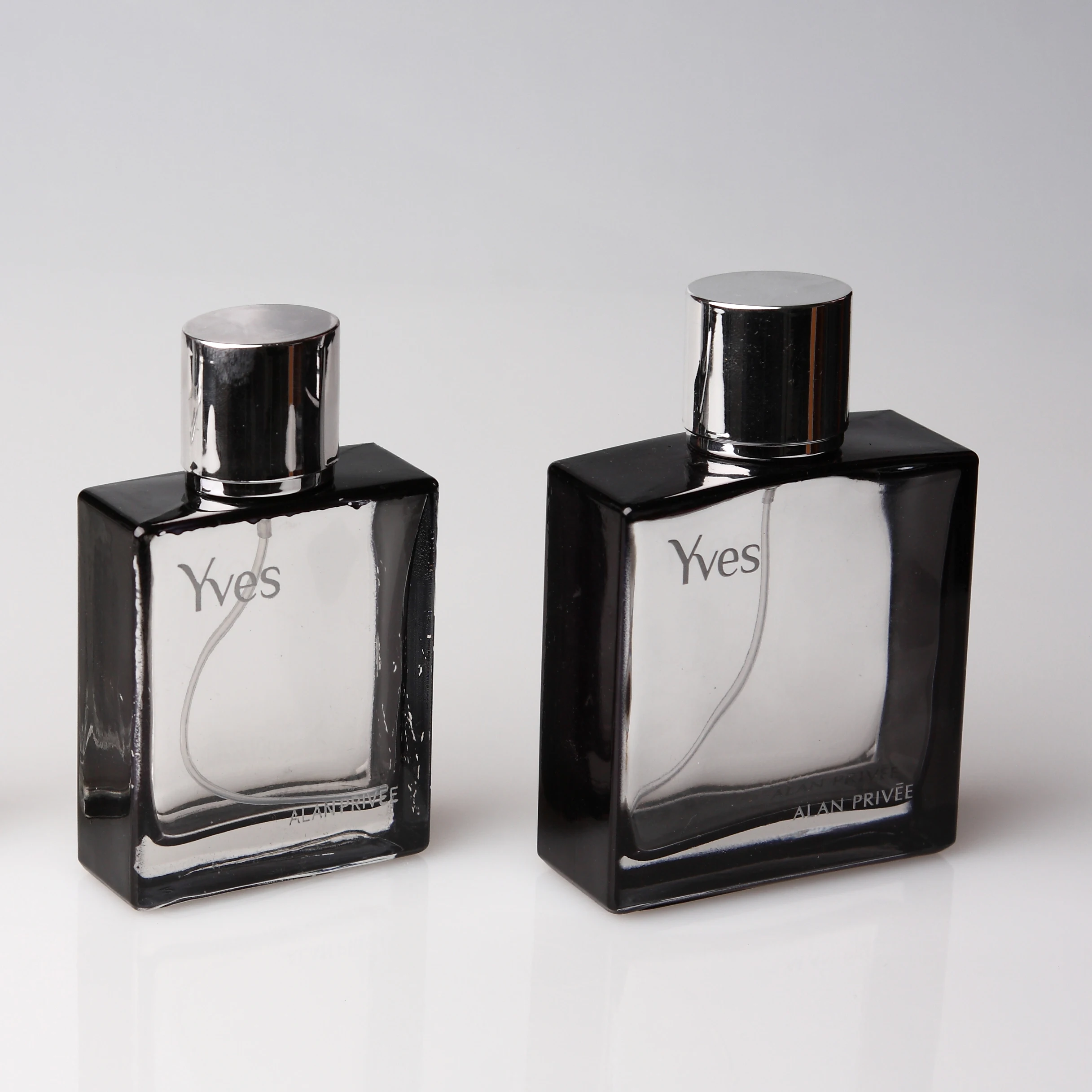 
custom design transparent cosmetic luxury 100ml perfume spray glass square bottle 