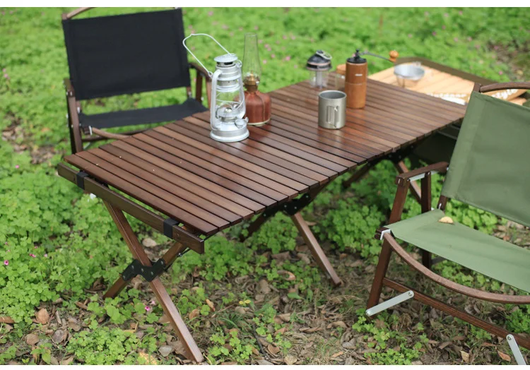 Outdoor Portable Folding Wooden Travel Camping Picnic Table for Camping Trip Garden Beach BBQ Backyard