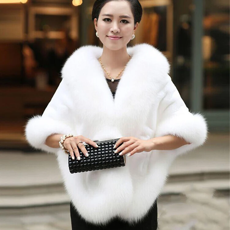 Hot Sale New Fashion Winter Warm Ladies Luxury Customized Cape Shawl Women Faux Fox Mink Fur Poncho