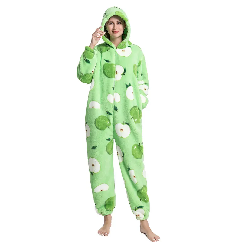 long plush coral fleece animal christmas onesie pajamas Pijama Kigurumi  for women pajamas