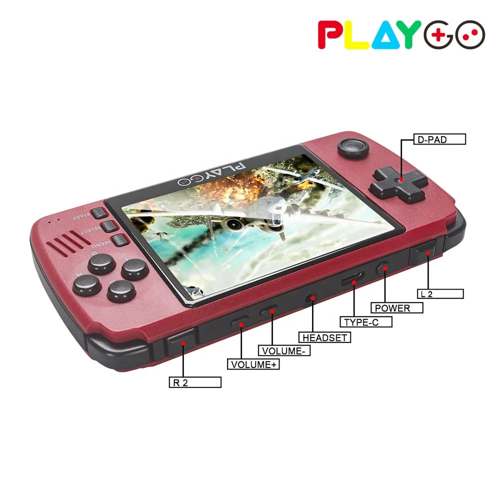 High Quality Hot Selling Red Pocket Player 3.5 Inch Ips Screen Preloaded 1000 Games Playgo Handheld Game Console