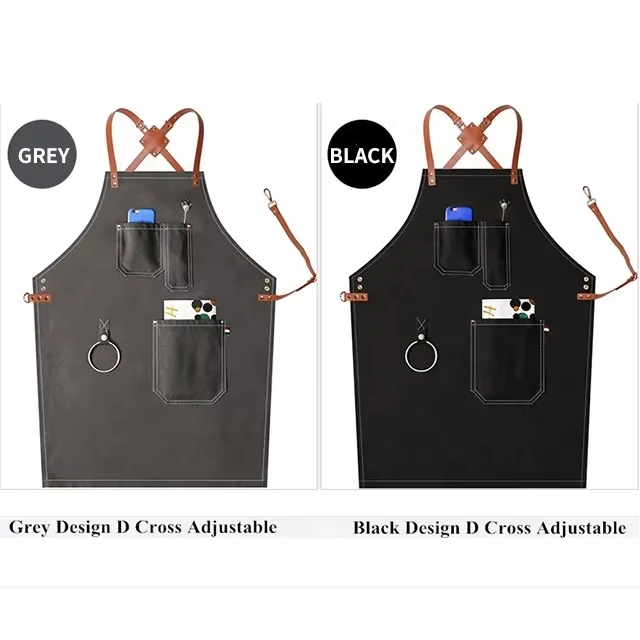 Jeans Black Barber Unisex Kitchen Cleaning Bib Apron Custom Logo Denim Apron Fabric Available With Pockets