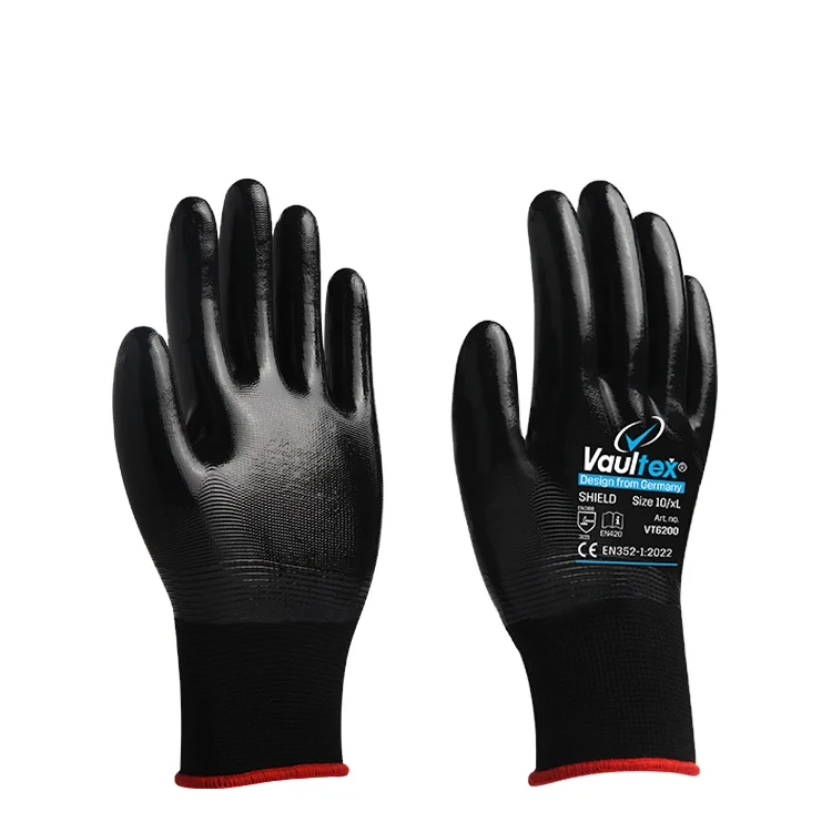 Custom Logo 8 Mil Heavy Duty Industrial Nitrile Coated Gloves Touch Screen Nitrile Gloves Powder Free Safety Work Gloves