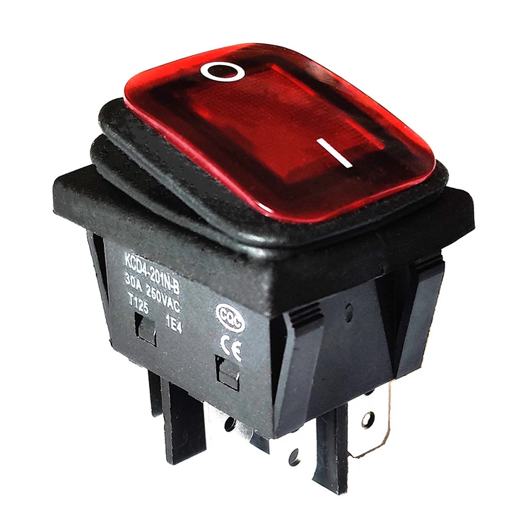 on off 30A/250V Heavy Duty 6 pin DPST IP67 Sealed Waterproof T125 Auto Boat Marine Toggle Rocker Switch with LED 12V 220V 30x22
