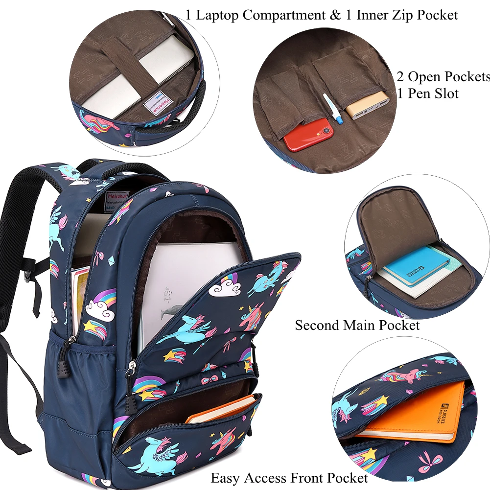 Unisex High Quality Waterproof Pre-School Backpack Cute Unicorn Printed Girls Fashionable Kids School Bookbag Children Polyester