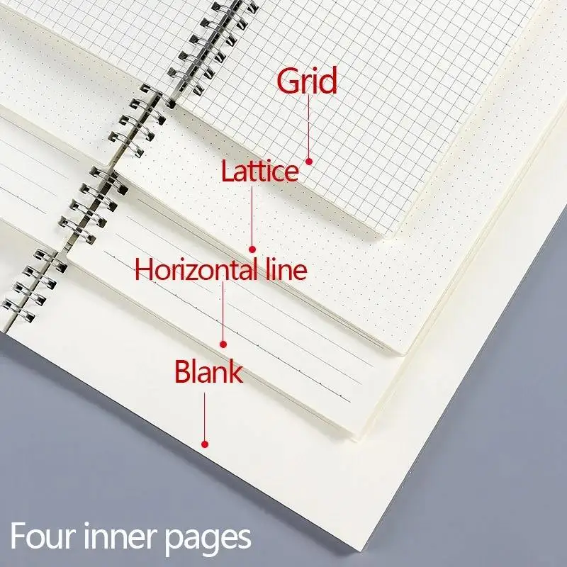 Wholesale Blank horizontal line Grid lattice Paper Journal exercise lined books  Spiral Bound Writing Notebook