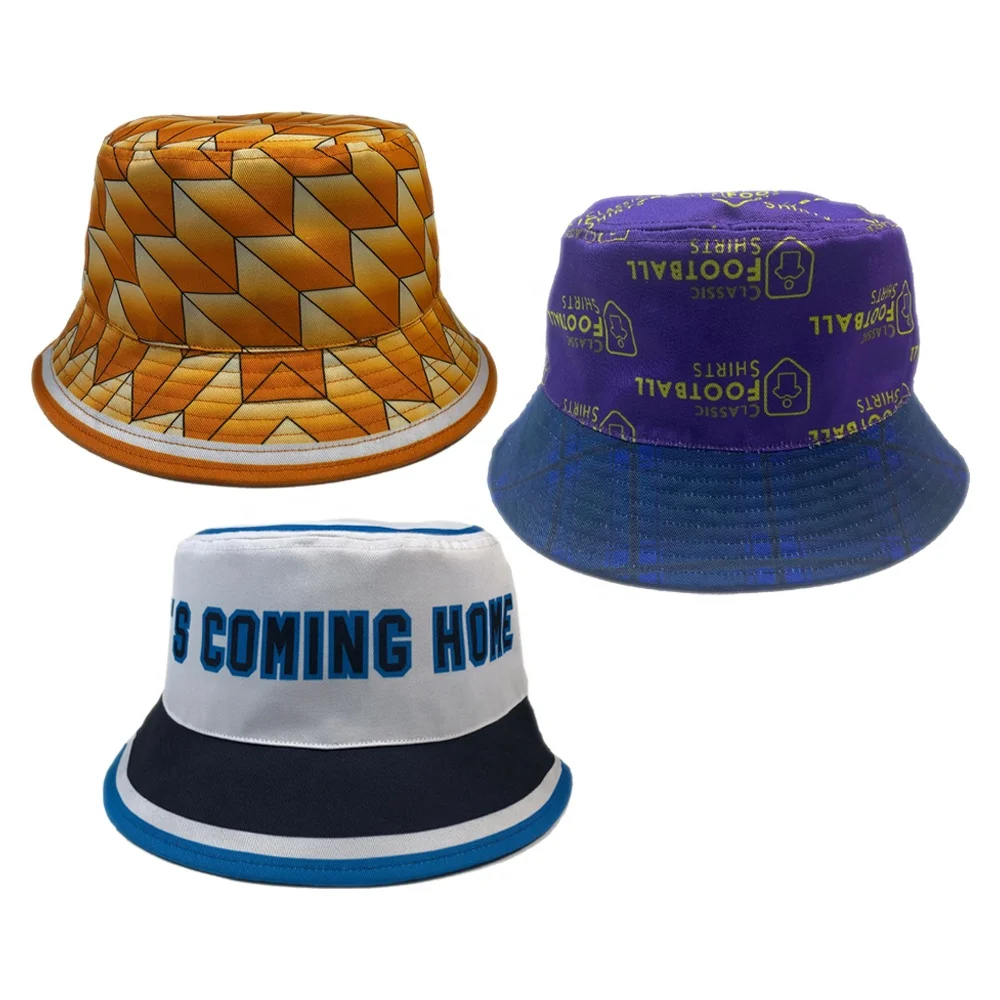 OEM Germany France polyester bucket cap custom sublimation printing sunflower country sport team design college football hats