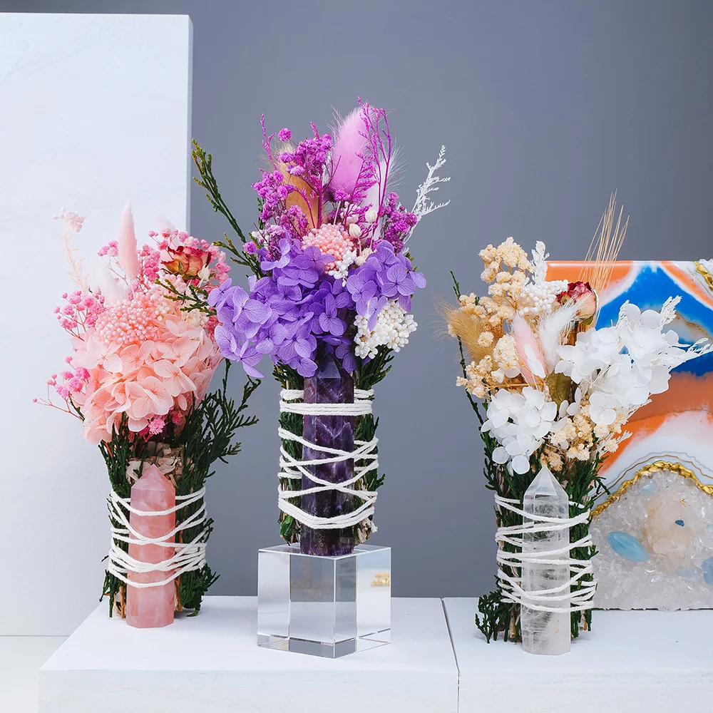 Hot selling wholesale natural Crystal point bouquet home decoration and ornaments bring financial luck