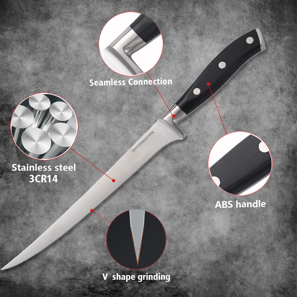 KITCHENCARE 8 Inch ABS Boning Filleting Knives Stainless Steel Professional Kitchen Knife