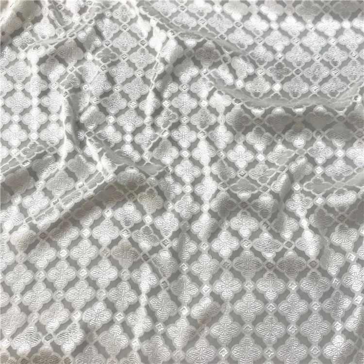 
White Bridal Fabric Satin Viscose Fabric 18mm Jacquard Fabric for wedding dress 
