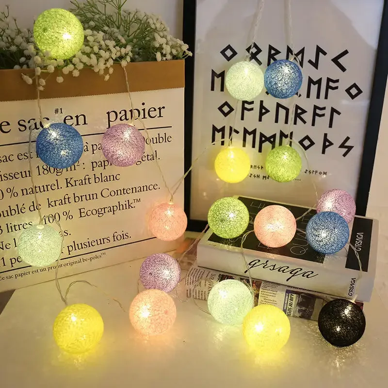 Color Cotton Ball Deceration Light Indoor Ambient Party Lights with Battery Box Novelty and cute modeling Light