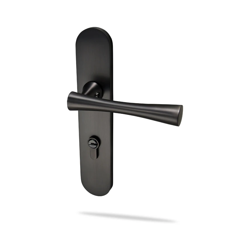 YONFIA 803509 Black Universal Security Door Handle Furniture Hardware Simple Bathroom Toilet Lock door handle lever on plate