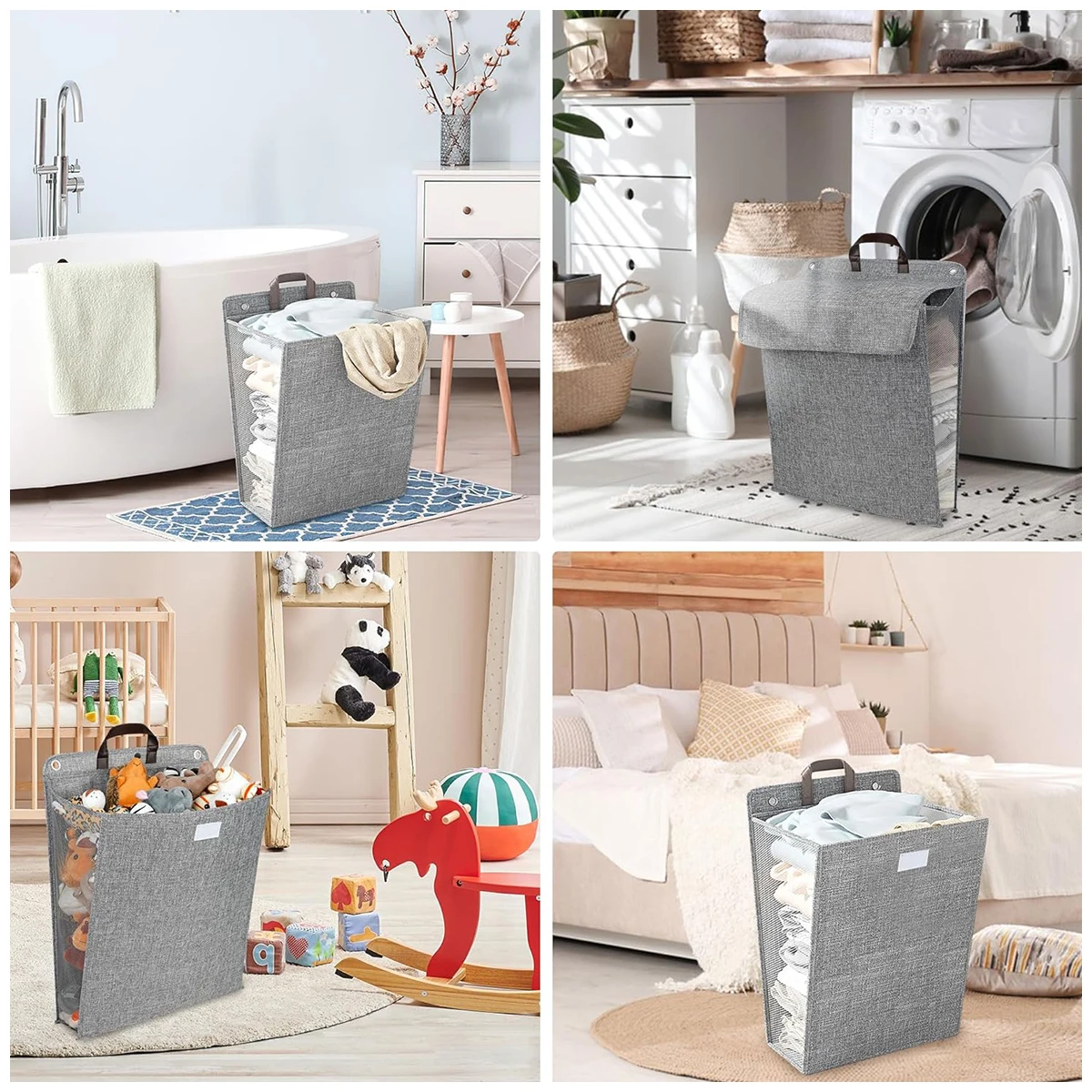 4001129 factory directly sell foldable wall mounted collapsible toilet laundry basket with lids