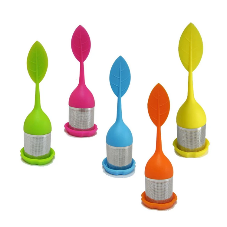 
Silicone Lid 18/8 Stainless Steel Cup Perfect Extra Fine Mesh Tea Filter Infuser Drip Tray Tea Ball 