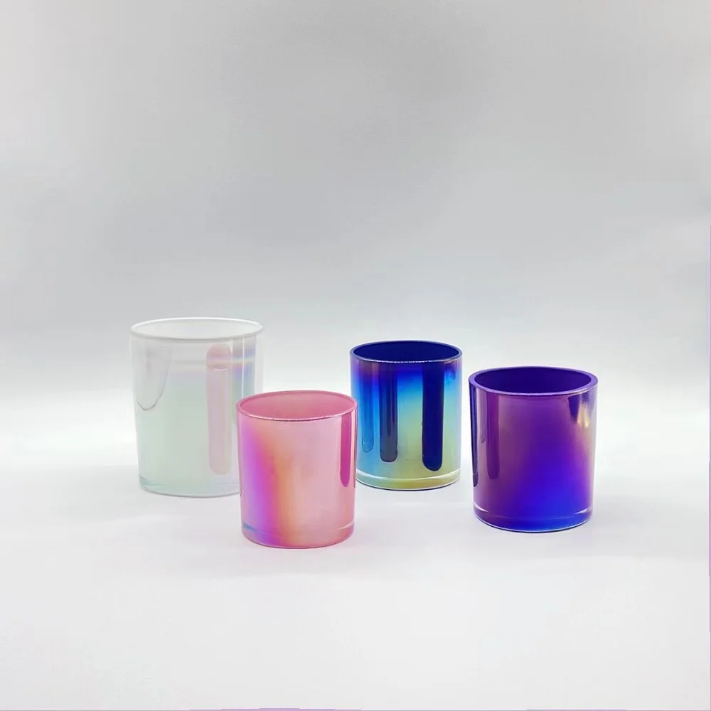 Various Sizes Free Sample Cheap 4oz 8oz 10oz 12oz 14oz 17oz Wide Mouth Empty Iridescent Candle Jar for Warmer Making Candles