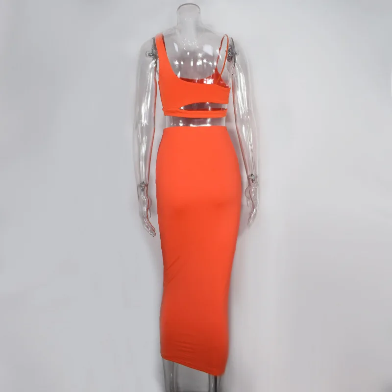 
Wholesale High Quality Fashion Sexy Sling Tops High Waist Two Piece Dress Set Party Bodycon Bandage Dress For Women 