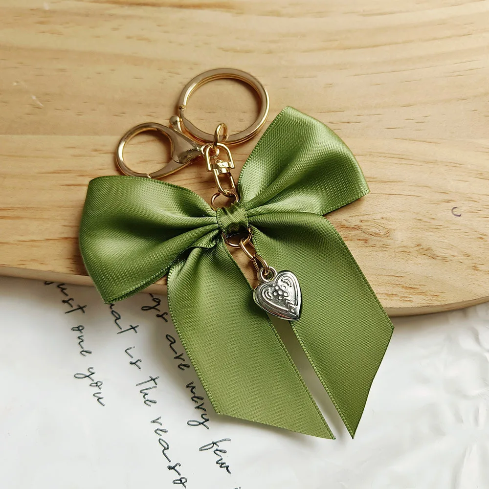 Customizable Handmade Ribbon Bow Keychain Hot Fabric Cheer Keyring and Bag Charm Personalized Keychains