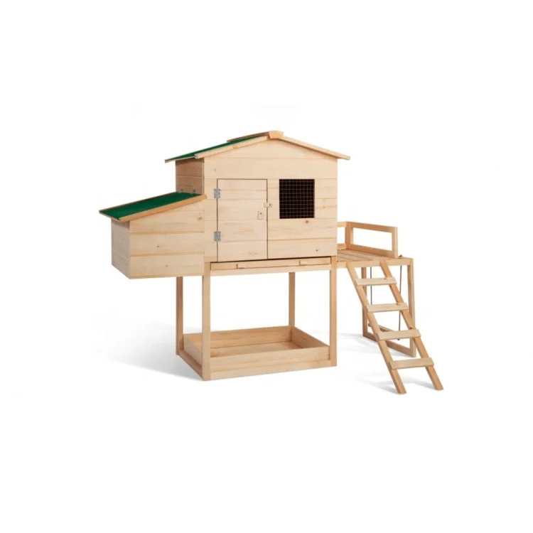 Jaalex High Quality Outdoor Easy Clean Wooden Pet House Chicken Coop With Green Roof