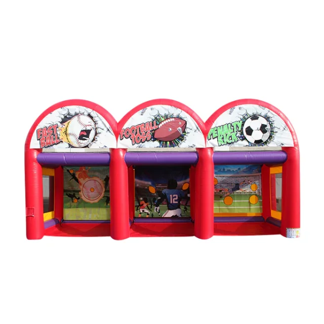 inflatable Baseball, basketball, and football 3-in-1 carnival games 3 in 1 Sports Zone Party rental equipment