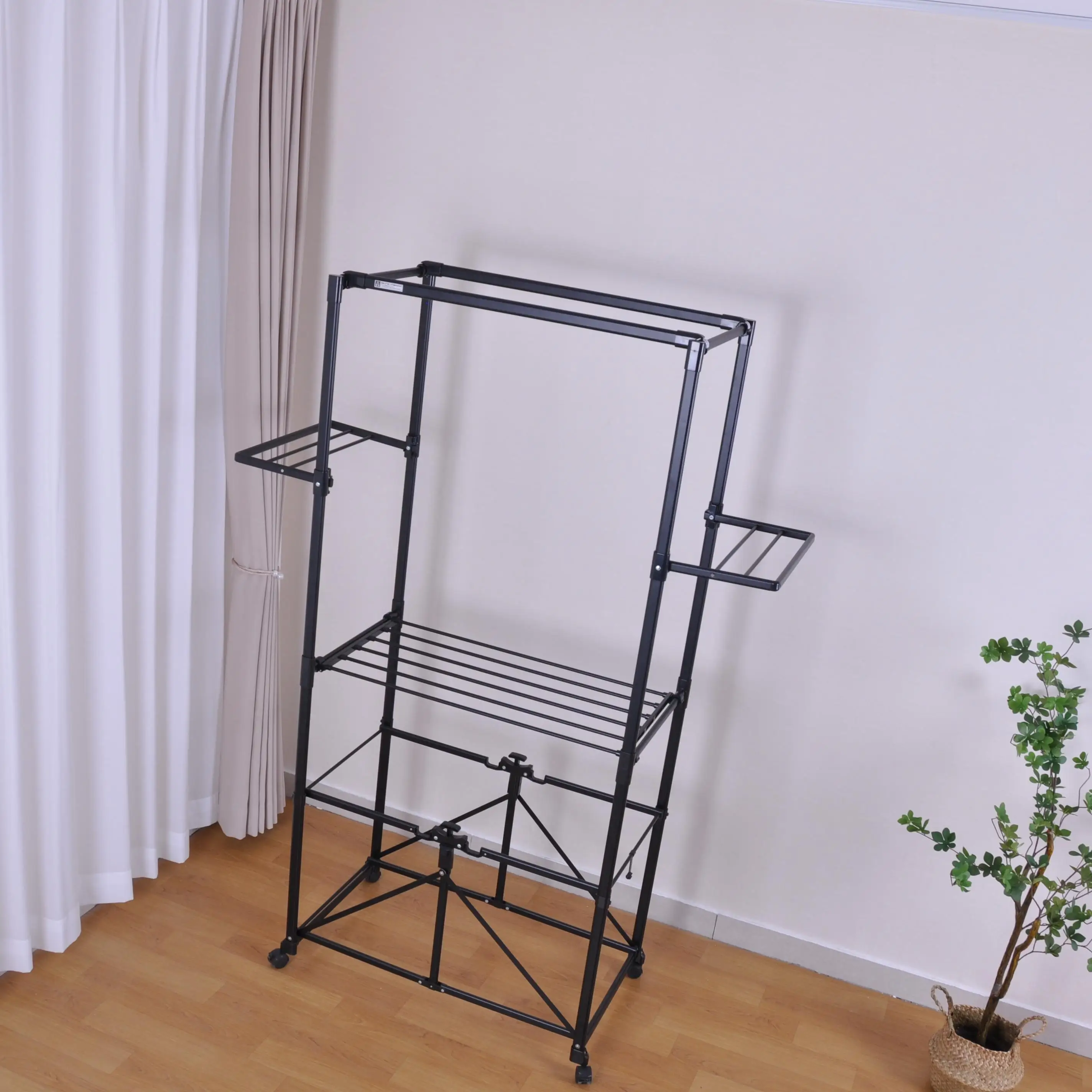 Best-selling Custom Stand Metal Coat Dress Hanger Foldable Dryer Rack for Home Use Steel Laundry Movable Floor Type Storage Bags