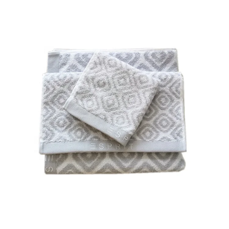 Shan Dong Towel 100% Combed Cotton Jacquard Hand Bath Towel Set With Customer Logo Embroidery