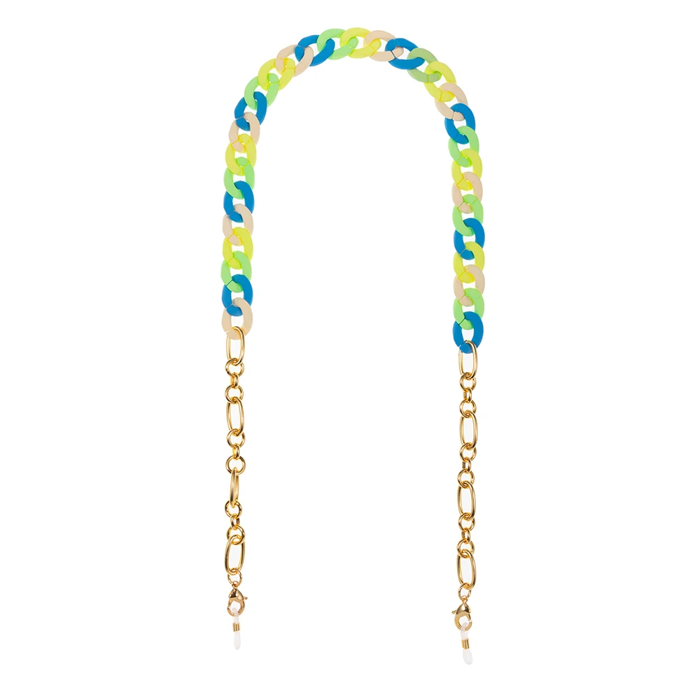 Unique design sense macaron color eyeglasses chain trendy party style for women jewelry